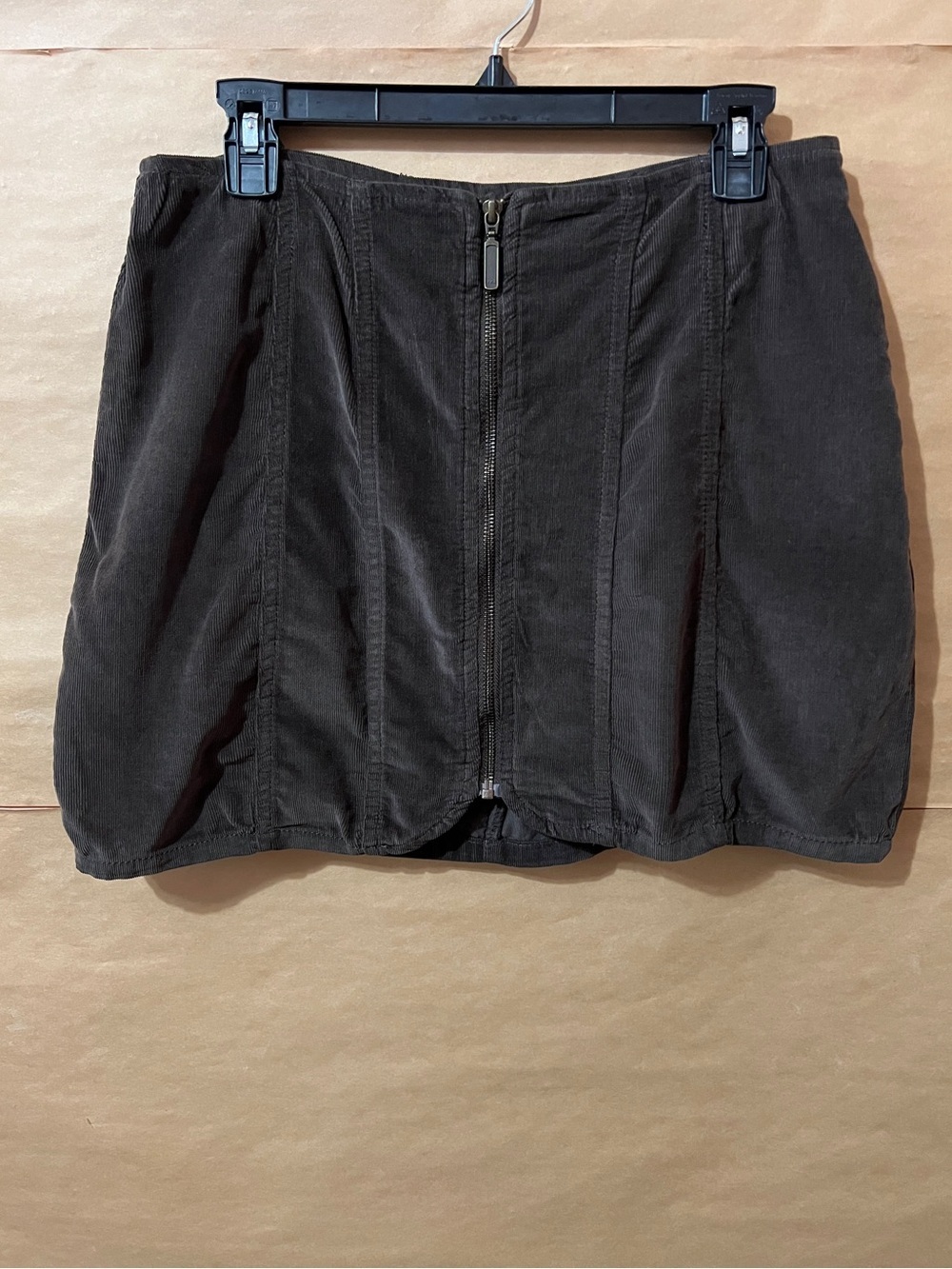 Free People | Layla Corduroy Mini Skirt Zip Front Panel Seams Brown Size 12
